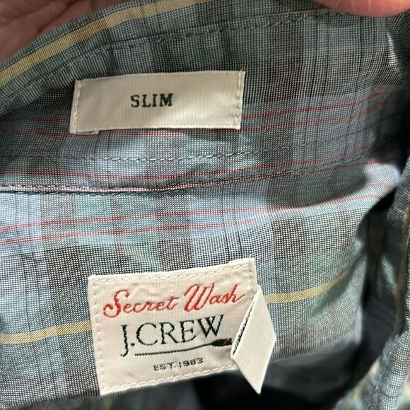 J. Crew BW451 Mens Ivory Slim Fit Secret Wash Poplin Check Plaid NWT size small - Picture 8 of 8